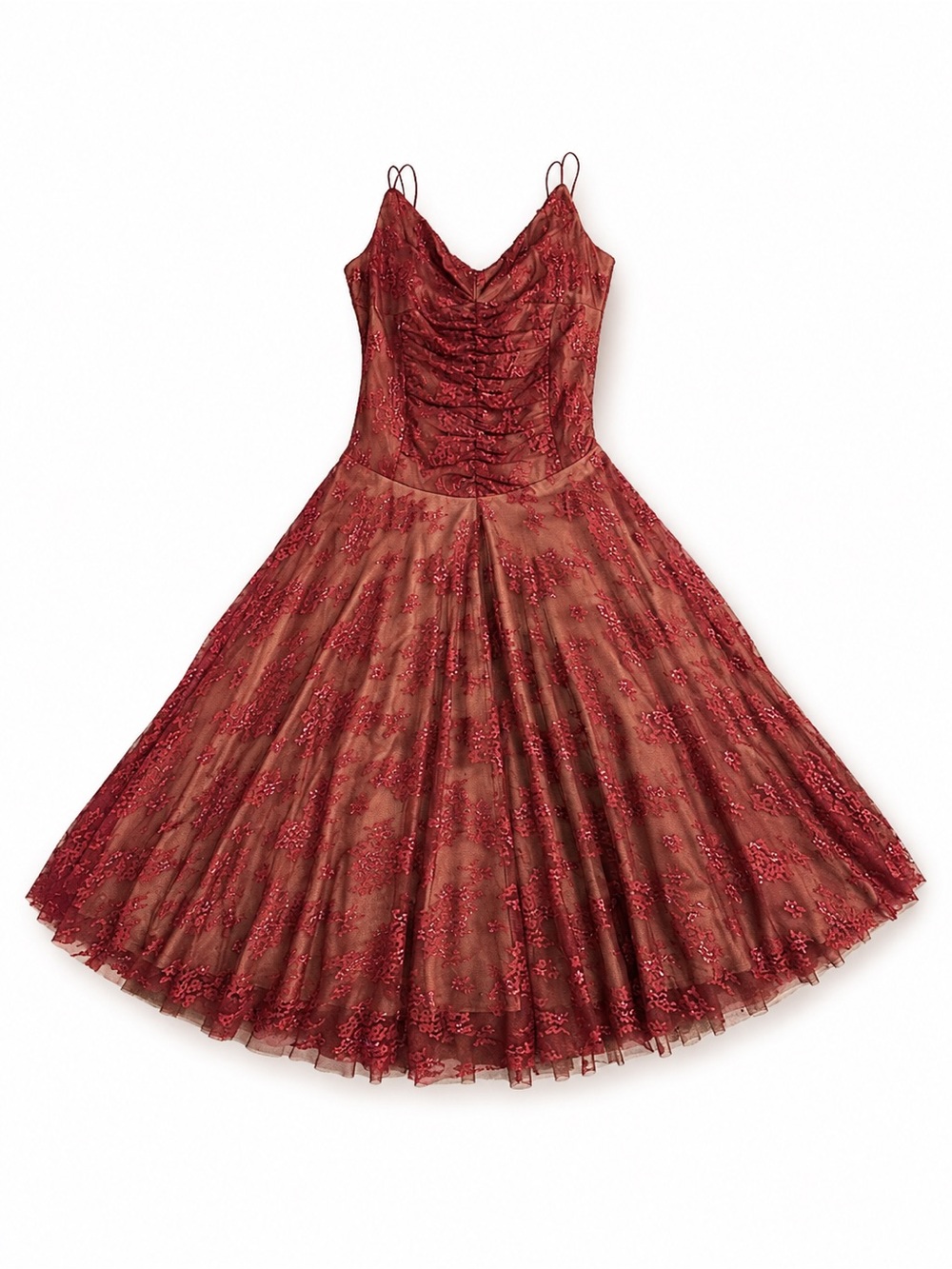 Alexia Admor New York Burgundy Glitter Tulle Formal Cocktail Midi Dress Size S